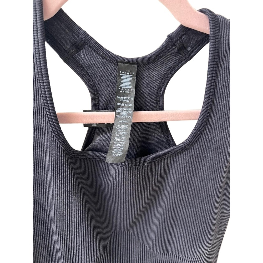Savage X Fenty Womens Medium Black Ribbed Racerback Activewear Jumpsuit - Picture 9 of 10
